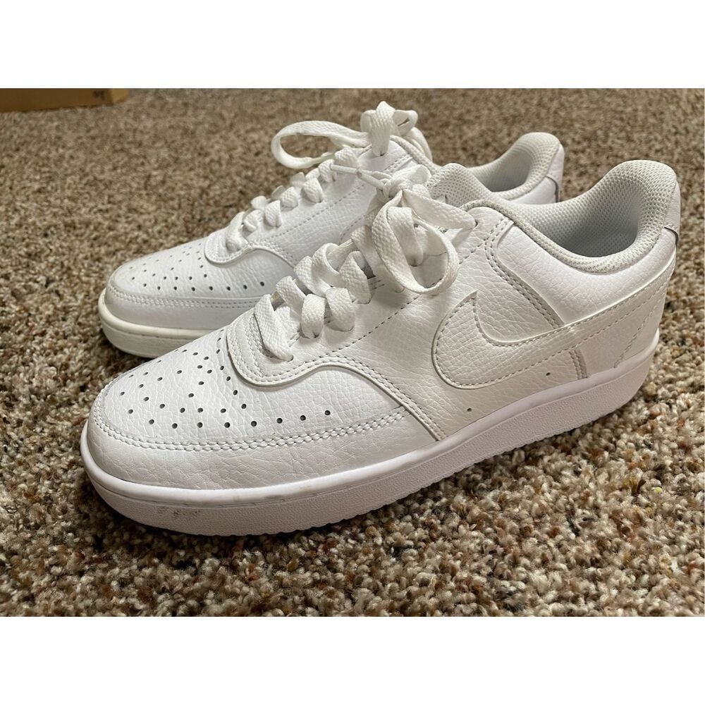 Nike Women’s 6.5 Court Vision Low Athletic Shoes Triple White CD5434-100